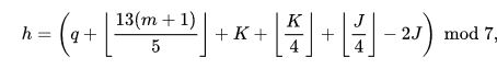 Zellers Congruence Equation